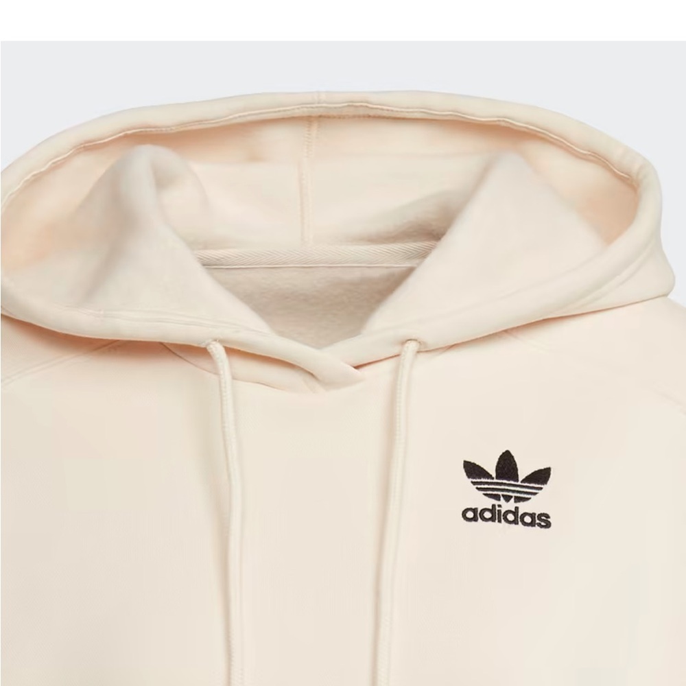Adidas Women's Logo Play Cream & White Cropped Hoodie Large - Picture 3 of 7